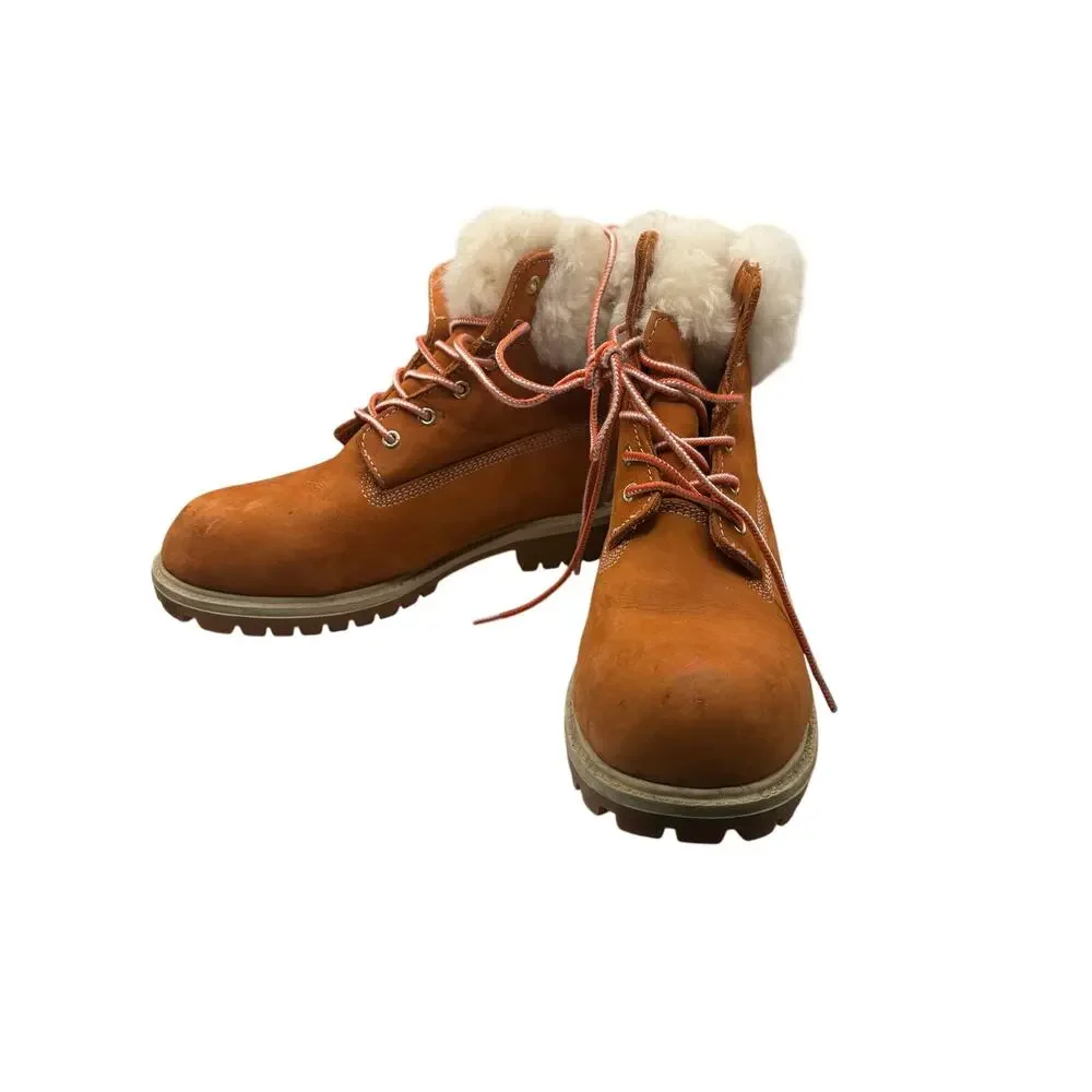 Life Outdoors Brown Leather Faux Fur Lace Up Winter Boots Women’s 7.5 Winter